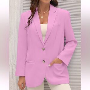 NWT Sucolan Women’s Two Button Double Breasted Long Sleeve Blazer, Orchid, XXL
